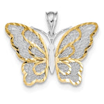 画像をギャラリービューアに読み込む, 14k Yellow Gold and Rhodium Butterfly Filigree Pendant Charm
