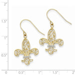 Load image into Gallery viewer, 14k Yellow Gold and Rhodium Fleur de Lis Dangle Earrings

