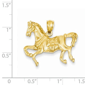 14k Yellow Gold Horse Open Back Pendant Charm