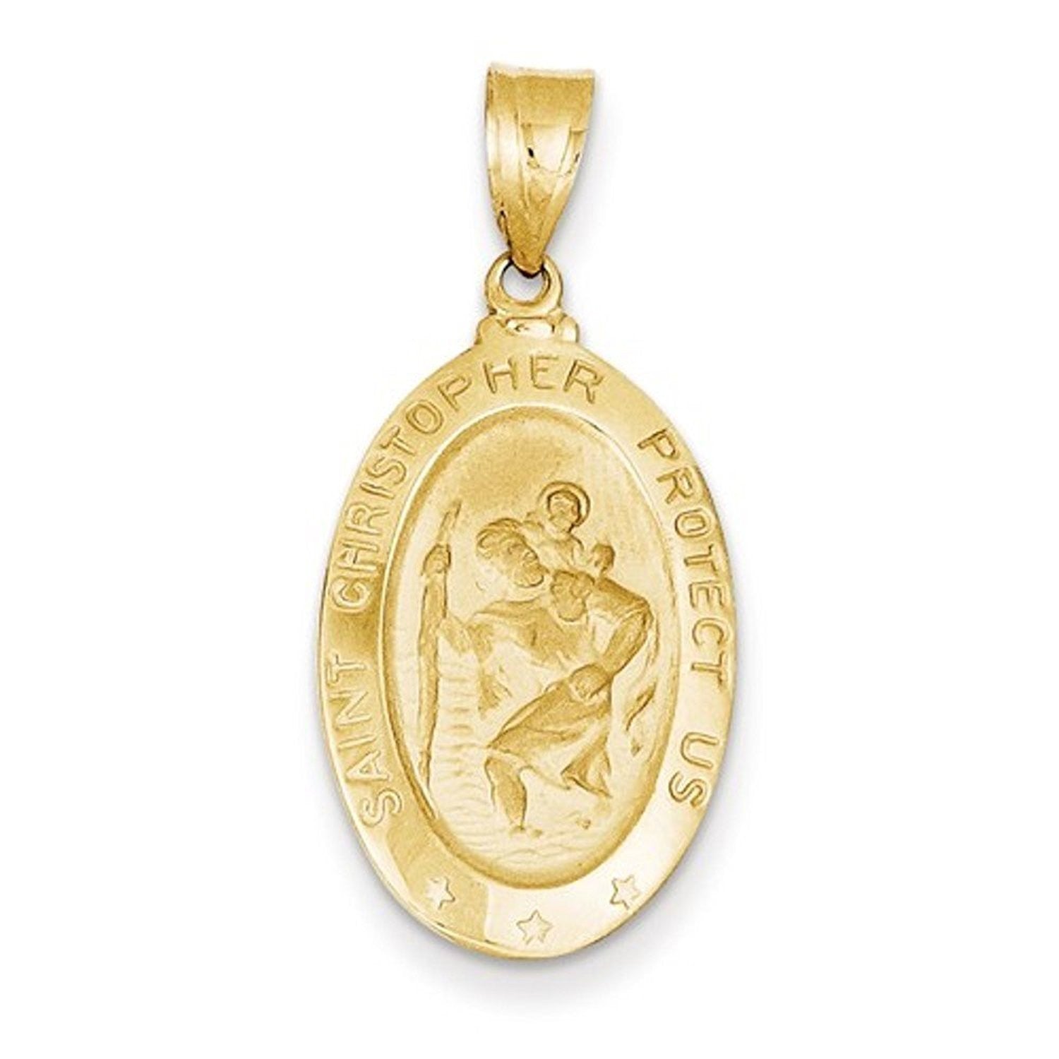 14k Yellow Gold Saint Christopher Medal Pendant Charm