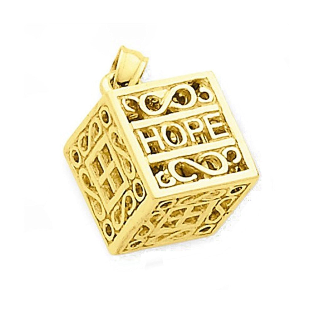 14k yellow gold hope prayer box 3d pendant charm