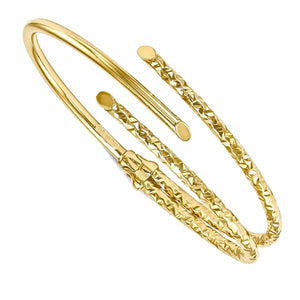 14k Yellow Gold Modern Contemporary Slip On Cuff Bangle Bracelet