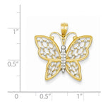 Załaduj obraz do przeglądarki galerii, 14k Yellow Gold and Rhodium Butterfly Pendant Charm
