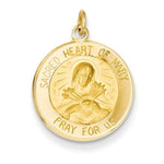 이미지를 갤러리 뷰어에 로드 , 14k Yellow Gold Sacred Heart of Mary Round Medal Pendant Charm
