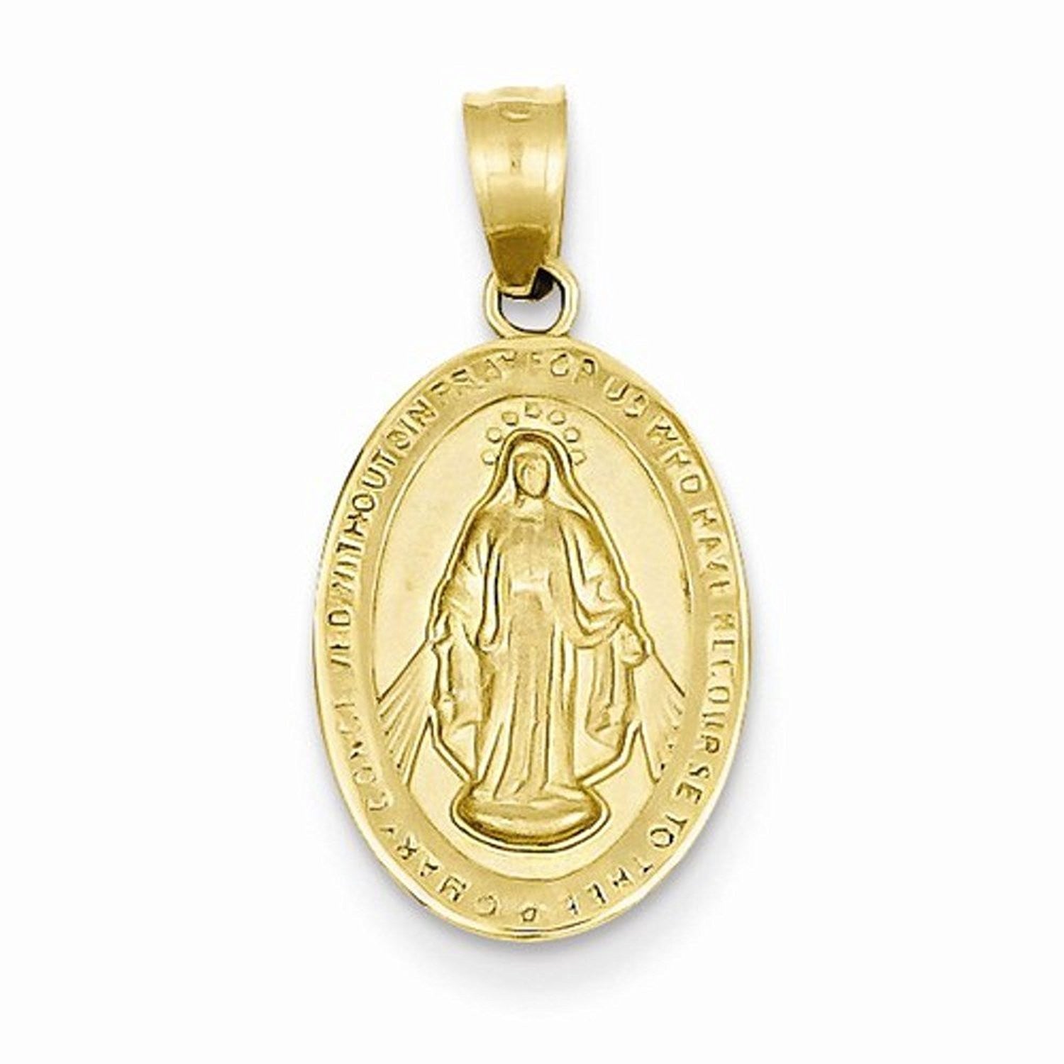 14k Yellow Gold Blessed Virgin Mary Miraculous Small Pendant Charm