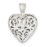 Carica l&#39;immagine nel visualizzatore di Gallery, Sterling Silver Puffy Filigree Heart 3D Pendant Charm
