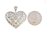 Kép betöltése a galériamegjelenítőbe: Sterling Silver Puffy Filigree Heart 3D Large Pendant Charm

