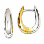 Carica l&#39;immagine nel visualizzatore di Gallery, 14k Gold Two Tone U Shaped Hinged Hoop Huggie Earrings
