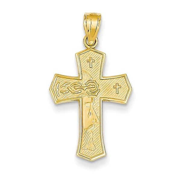 Lataa kuva Galleria-katseluun, 14k yellow gold ecce homo cross reversible pendant charm