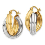 Carregar imagem no visualizador da galeria, 14K Gold Two Tone 18mmx10mmx9mm Modern Contemporary Double Hoop Earrings
