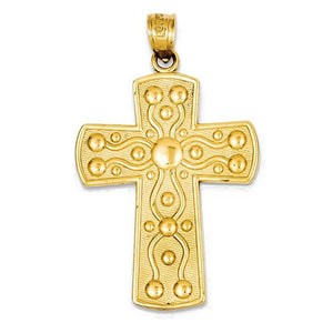 14k Yellow Gold Cross Serenity Prayer Pendant Charm