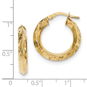 14K Yellow Gold 21mmx21mmx3.25mm Modern Contemporary Round Hoop Earrings