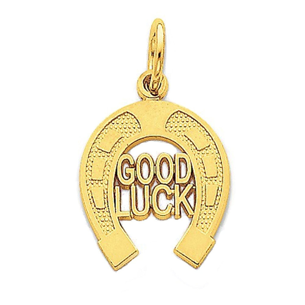 14k yellow gold horseshoe good luck pendant charm