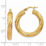 Загрузить изображение в средство просмотра галереи, 14K Yellow Gold 30mm x 4.5mm Textured Round Hoop Earrings
