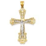 Lataa kuva Galleria-katseluun, 14k Gold Two Tone Crucifix Cross Large Pendant Charm - [cklinternational]
