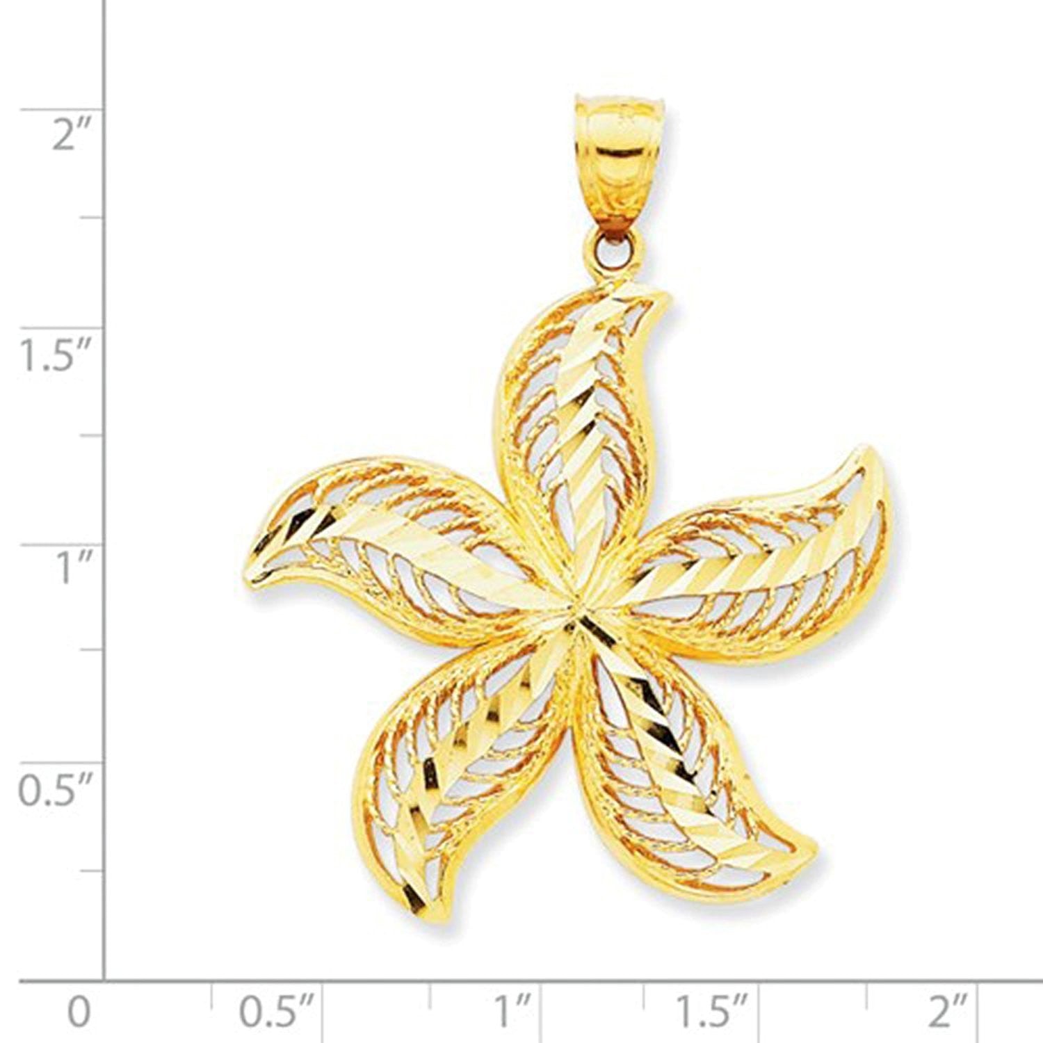 14k Yellow Gold Large Starfish Filigree Pendant Charm