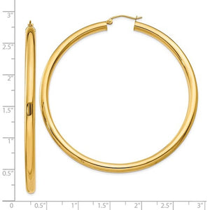 14K Yellow Gold Large Classic Round Hoop Earrings 65mmx4mm