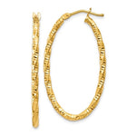 Загрузить изображение в средство просмотра галереи, 14k Yellow Gold Classic Textured Oval Hoop Earrings
