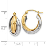 Lade das Bild in den Galerie-Viewer, 14K Gold Two Tone 18mmx10mmx9mm Modern Contemporary Double Hoop Earrings
