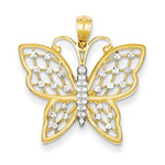 Φόρτωση εικόνας στο εργαλείο προβολής Συλλογής, 14k Yellow Gold and Rhodium Butterfly Pendant Charm
