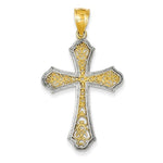 Load image into Gallery viewer, 14k Yellow Gold and Rhodium Cross Filigree Pendant Charm
