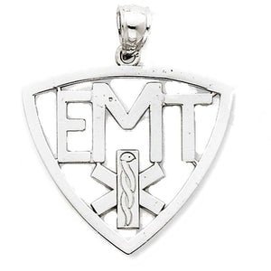 14k White Gold EMT Medical Symbol Pendant Charm