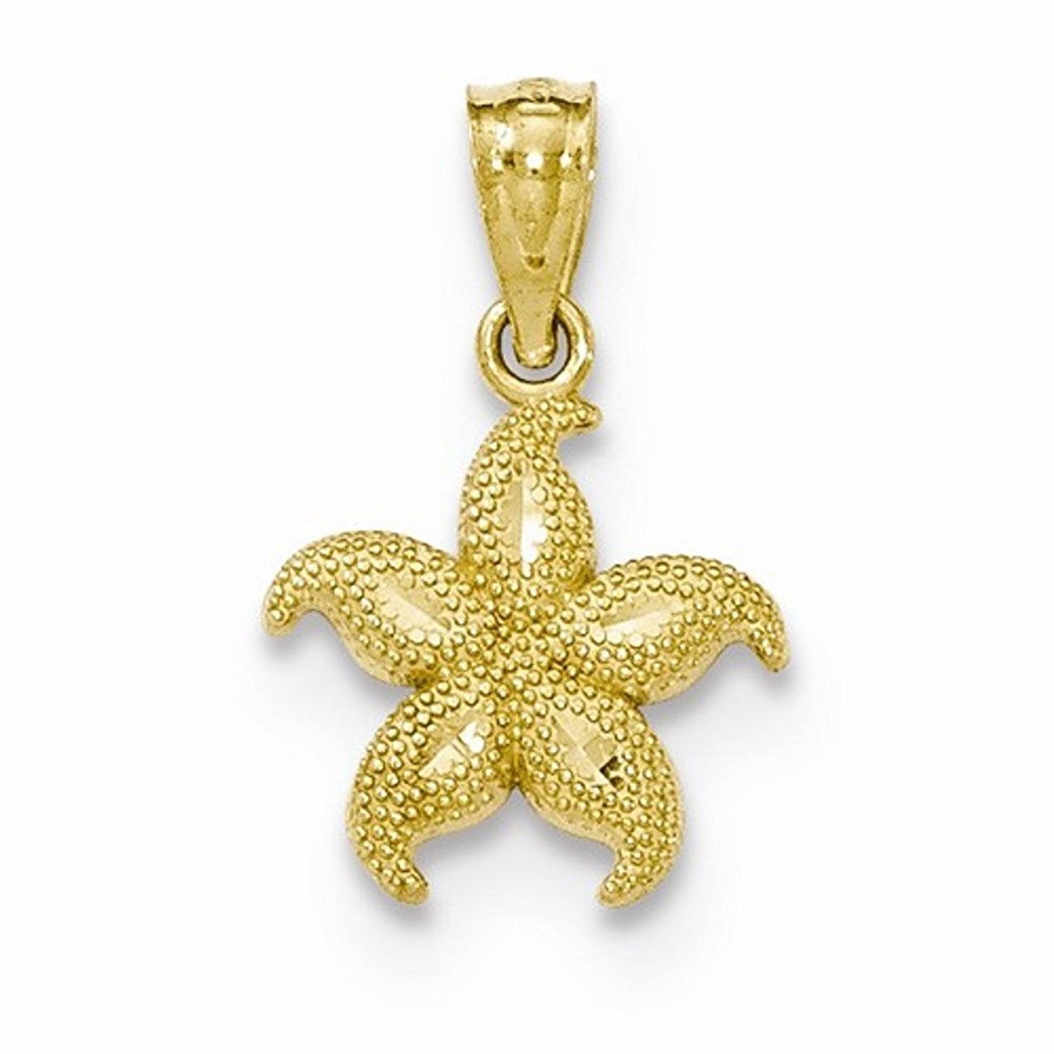 14k Yellow Gold Starfish Open Back Small Pendant Charm