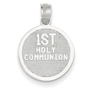 14k White Gold Cross 1st Communion Reversible Pendant Charm