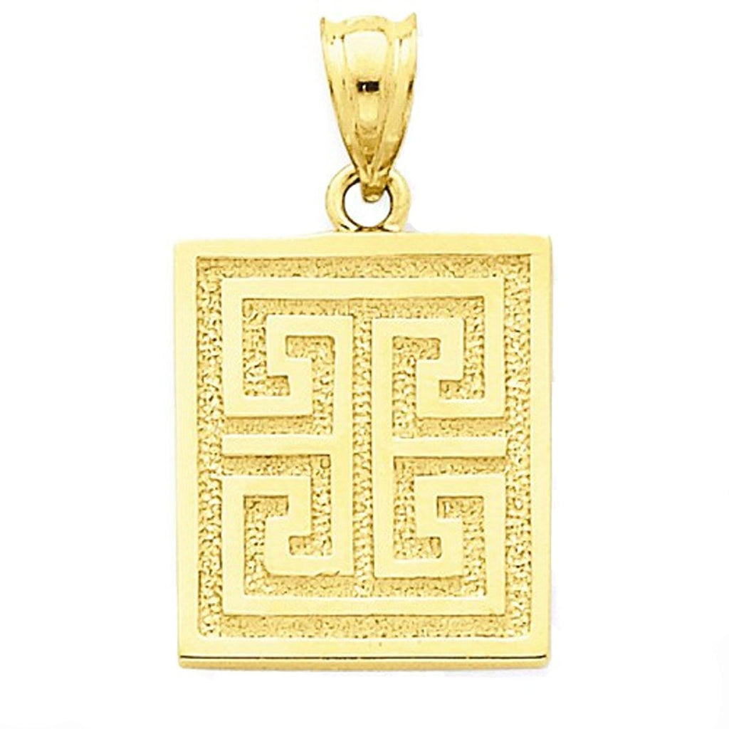 14k yellow gold greek key pendant charm