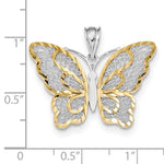 Cargar imagen en el visor de la galería, 14k Yellow Gold and Rhodium Butterfly Filigree Pendant Charm
