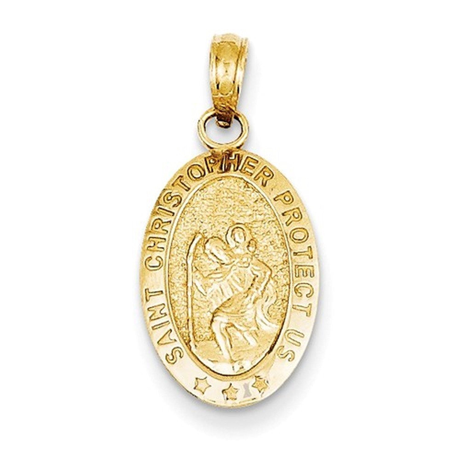14k Yellow Gold Saint Christopher Medal Small Pendant Charm
