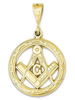 Lataa kuva Galleria-katseluun, 14k Yellow Gold Masonic Pendant Charm - [cklinternational]
