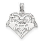 Kép betöltése a galériamegjelenítőbe: 14k White Gold Claddagh Heart Pendant Charm
