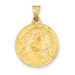 將圖片載入圖庫檢視器 14k Yellow Gold Jesus Face Medal Hollow Pendant Charm
