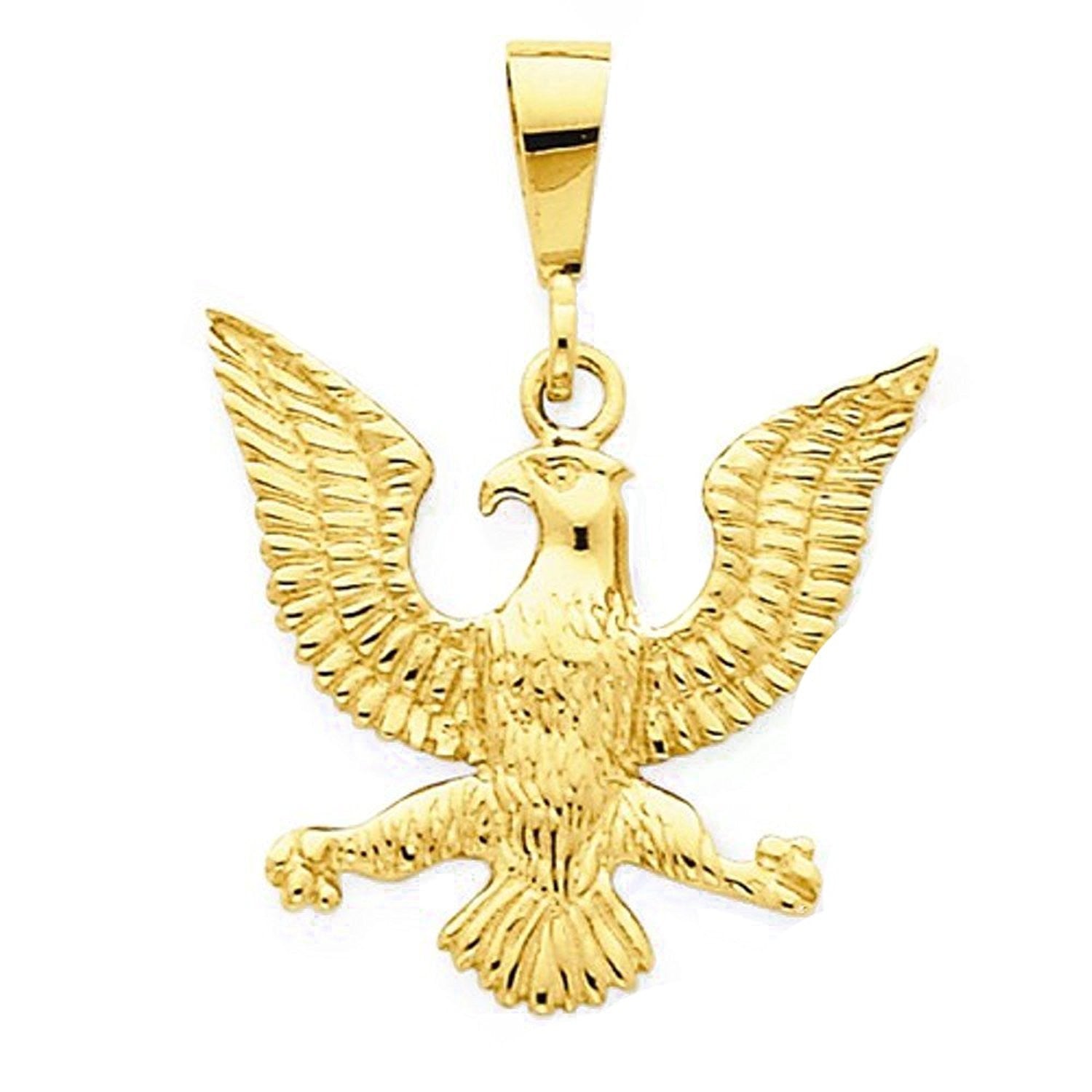 14k Yellow Gold Eagle Pendant Charm - [cklinternational]