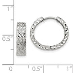 Load image into Gallery viewer, 14k White Gold Classic Textured Hinged Hoop Huggie Earrings
