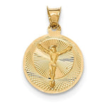 Загрузить изображение в средство просмотра галереи, 14k Yellow Gold Corpus Crucified Christ Round Pendant Charm

