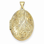 Afbeelding in Gallery-weergave laden, 14k Yellow Gold Scroll Oval Photo Locket Pendant Charm
