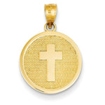 Lade das Bild in den Galerie-Viewer, 14k Yellow Gold Cross God Bless Round Reversible Pendant Charm
