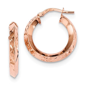 14K Rose Gold 21mmx21mmx3.25mm Modern Contemporary Round Hoop Earrings