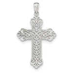 Load image into Gallery viewer, 14k White Gold Large Filigree Cut Out Cross Pendant Charm
