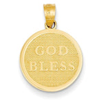 Afbeelding in Gallery-weergave laden, 14k Yellow Gold Cross God Bless Round Reversible Pendant Charm
