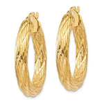 Carica l&#39;immagine nel visualizzatore di Gallery, 14K Yellow Gold 30mm x 4.5mm Textured Round Hoop Earrings
