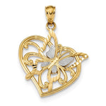 Charger l&#39;image dans la galerie, 14k Yellow Gold and Rhodium Butterfly Heart Pendant Charm
