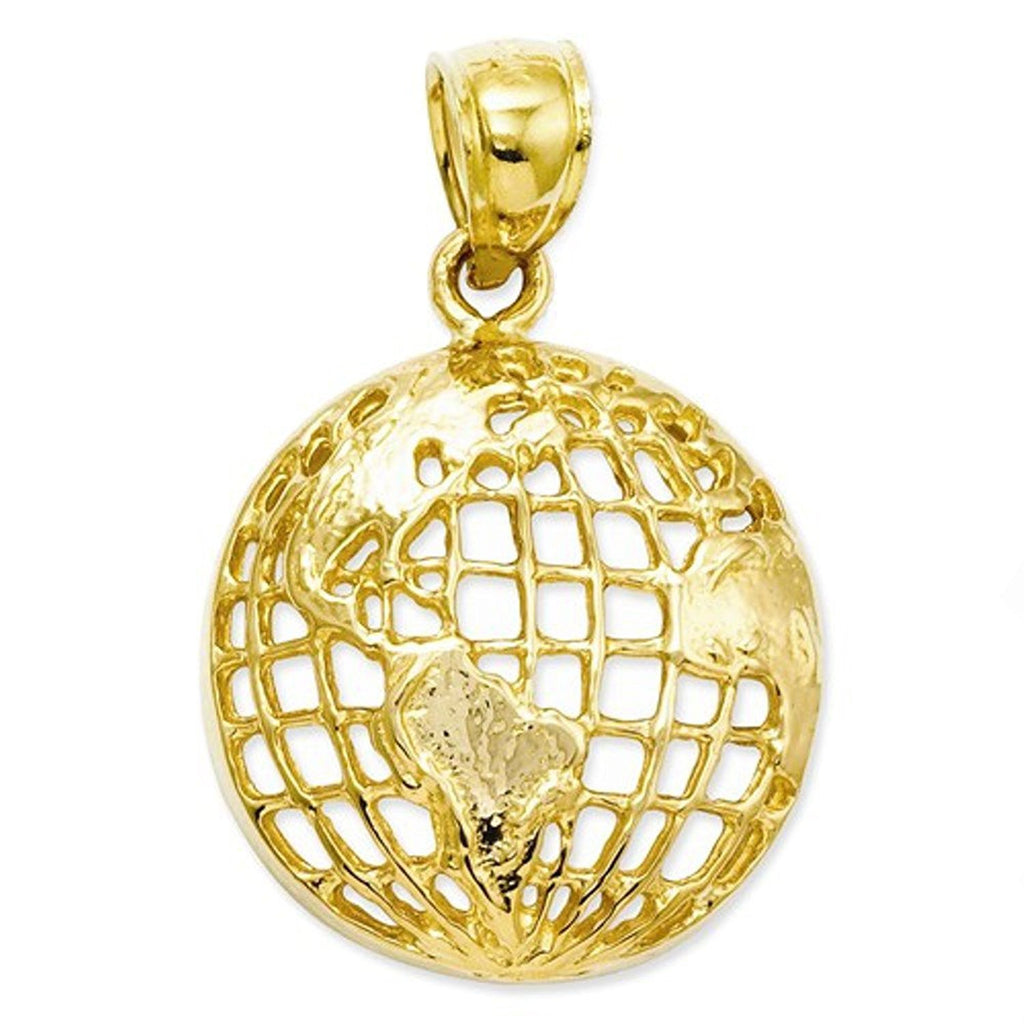 14k Yellow Gold Globe World Travel Open Back Pendant Charm - [cklinternational]