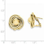 Cargar imagen en el visor de la galería, 14k Yellow Gold Love Knot Button Omega Back Post Earrings

