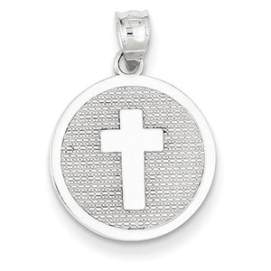 14k White Gold Cross 1st Communion Reversible Pendant Charm