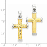 Załaduj obraz do przeglądarki galerii, 14k Gold Rhodium Two Tone Reversible Cross Pendant Charm
