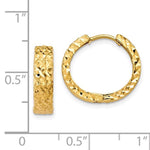 Загрузить изображение в средство просмотра галереи, 14k Yellow Gold Classic Textured Hinged Hoop Huggie Earrings
