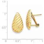 Load image into Gallery viewer, 14k Yellow Gold Textured Teardrop Omega Clip Back Earrings
